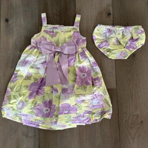 JANIE AND JACK GIRLS FLORAL SILK LINED DRESS WITH UNDERGARMENT COVER